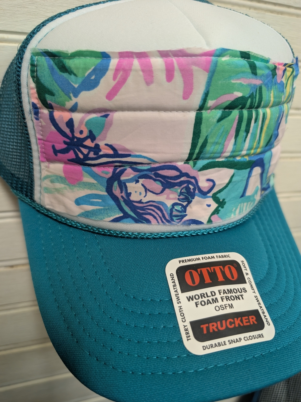 Lilly Pulitzer Mermaid fabric trucker hat